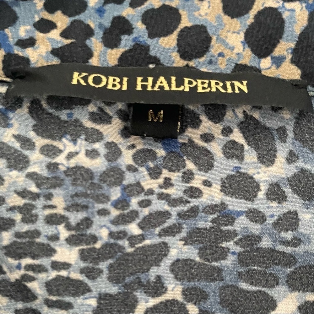 Kobi Halperin Women’s Blouse Size Medium Blue Brown Tan Silk Long Sleeve Silk - Picture 2 of 6